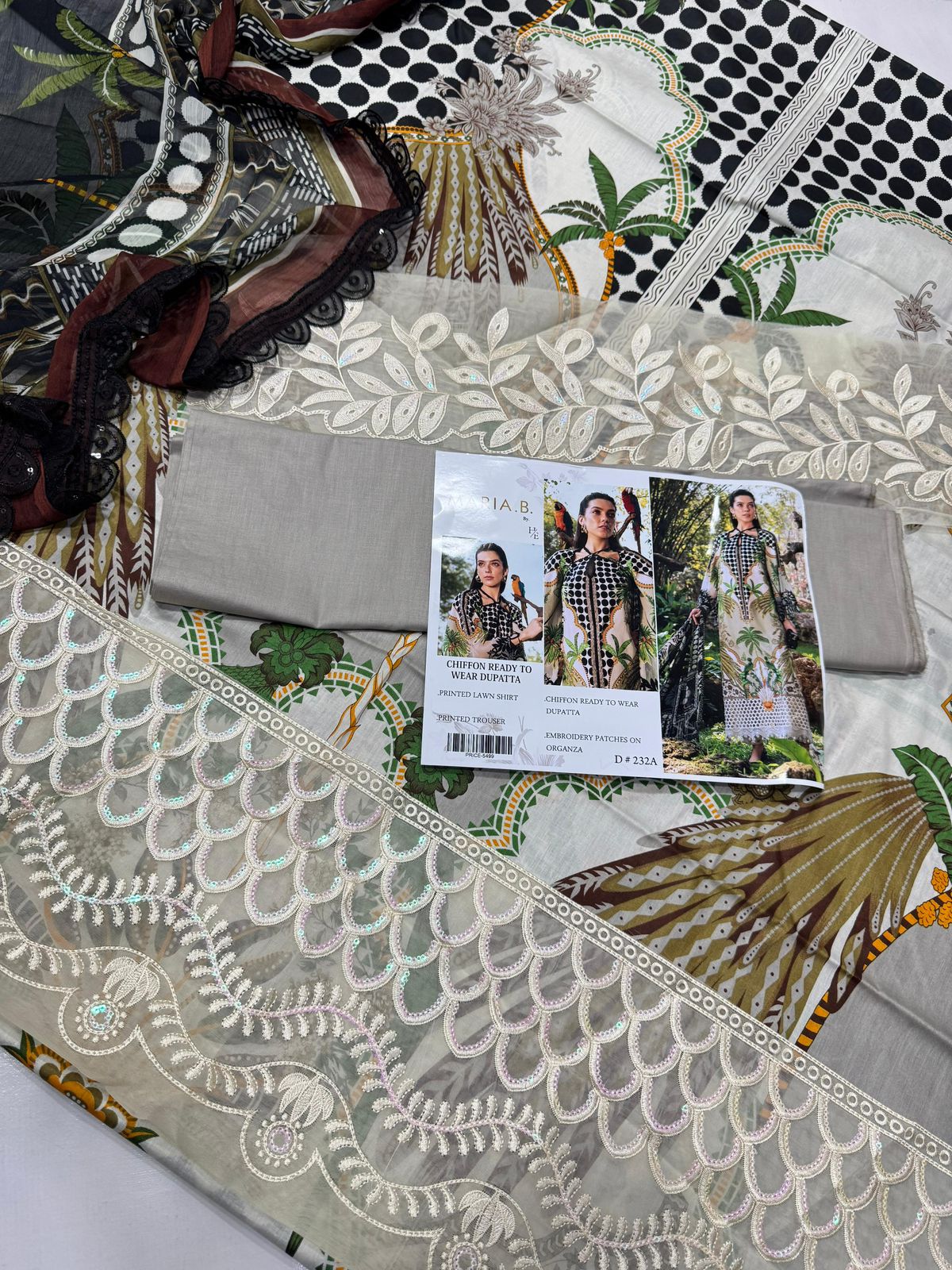 Lawn 3pc with Organza Patches & Cutwork Dupatta