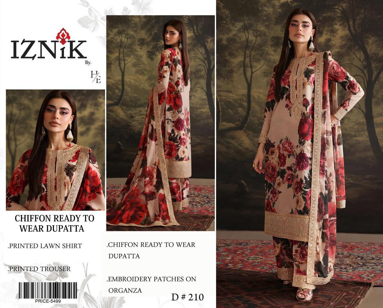 Lawn 3pc with Organza Patches & Cutwork Dupatta
