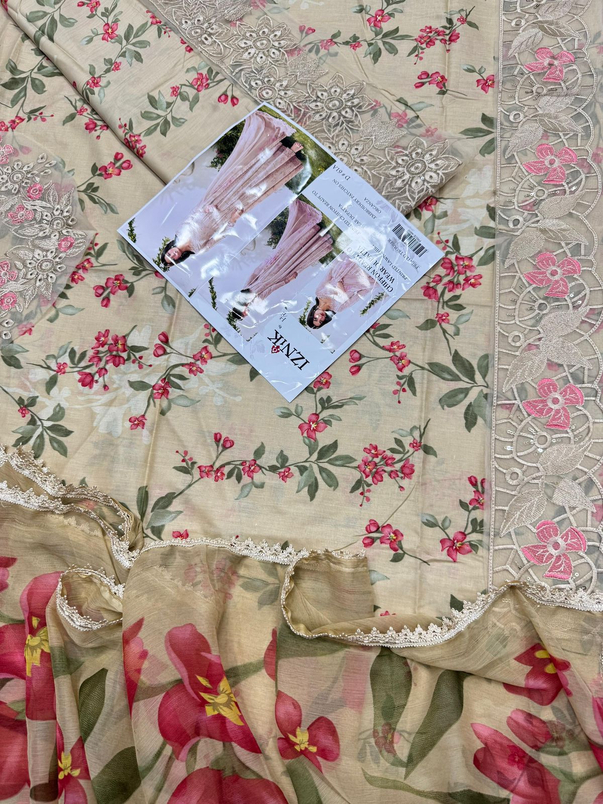 Lawn 3pc with Organza Patches & Cutwork Dupatta