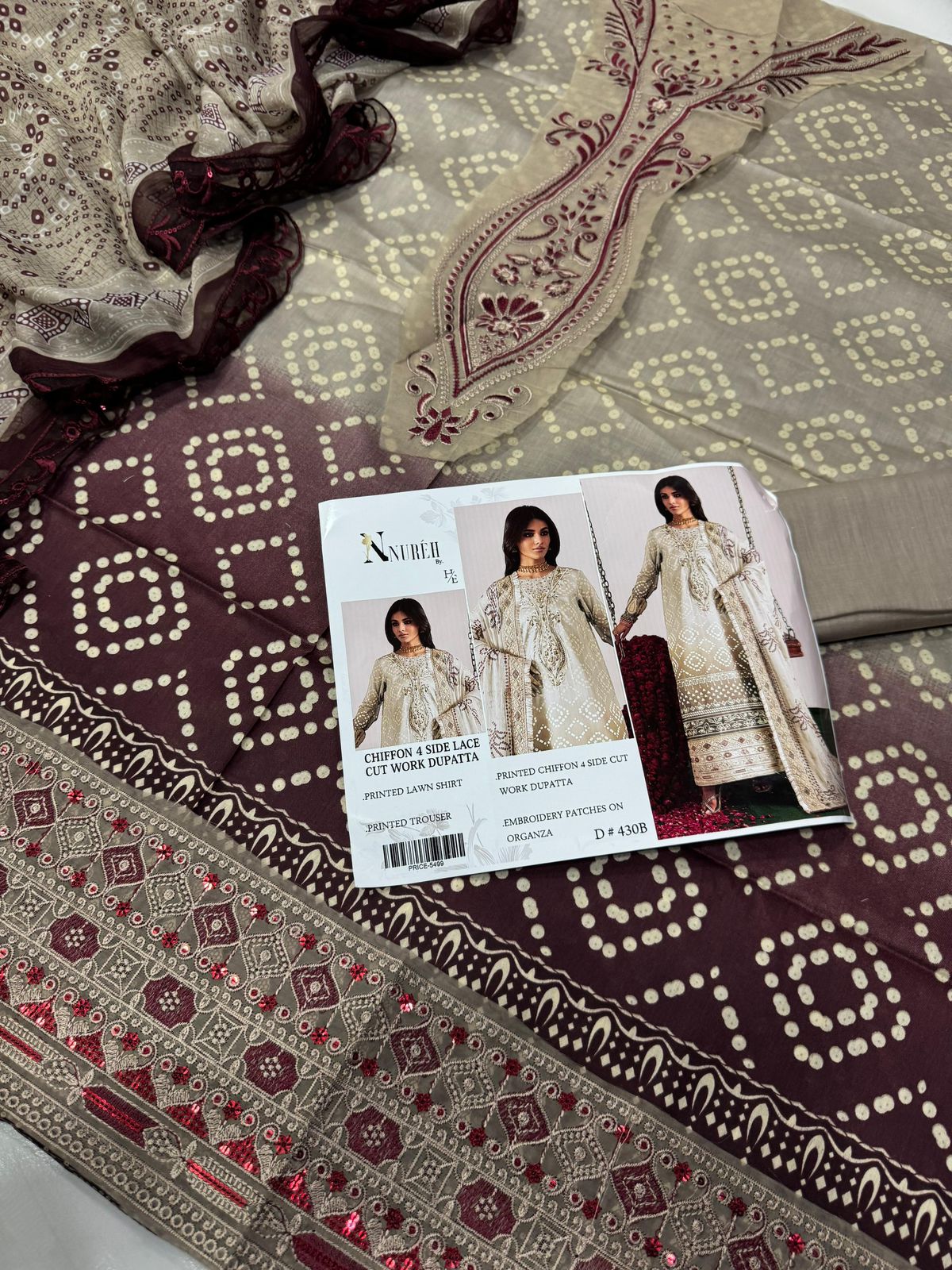 Lawn 3pc with Organza Patches & Cutwork Dupatta