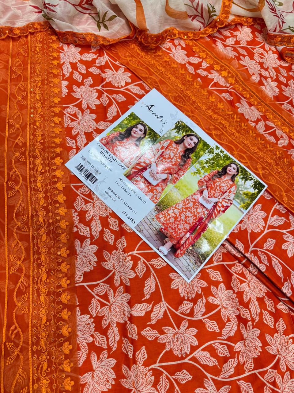 Lawn 3pc with Emb Organza Patches & Cutwork Dupatta