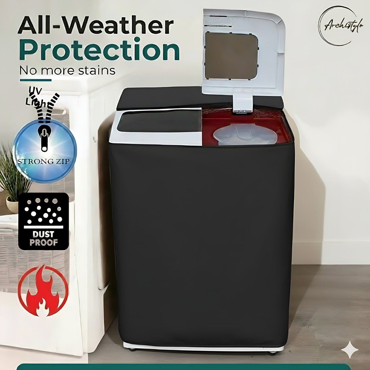 Twin Tub Washing Machine Cover Waterproof (Parachute Fabric)