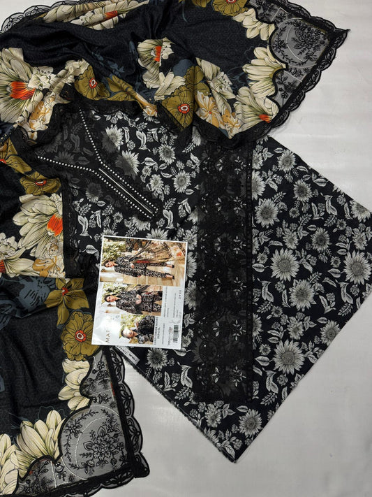 Lawn 3pc with Organza Patches & Cutwork Dupatta