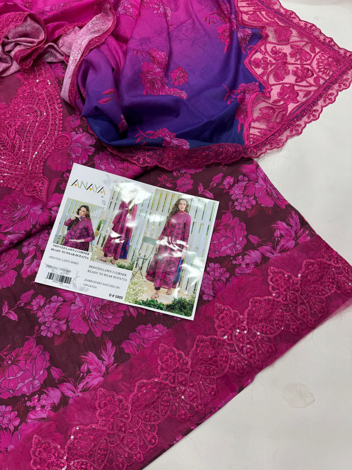 Lawn 3pc with Organza Patches & Cutwork Dupatta