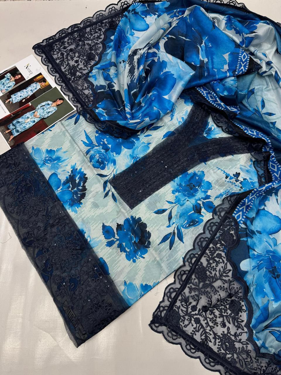 Lawn 3pc with Organza Patches & Cutwork Dupatta