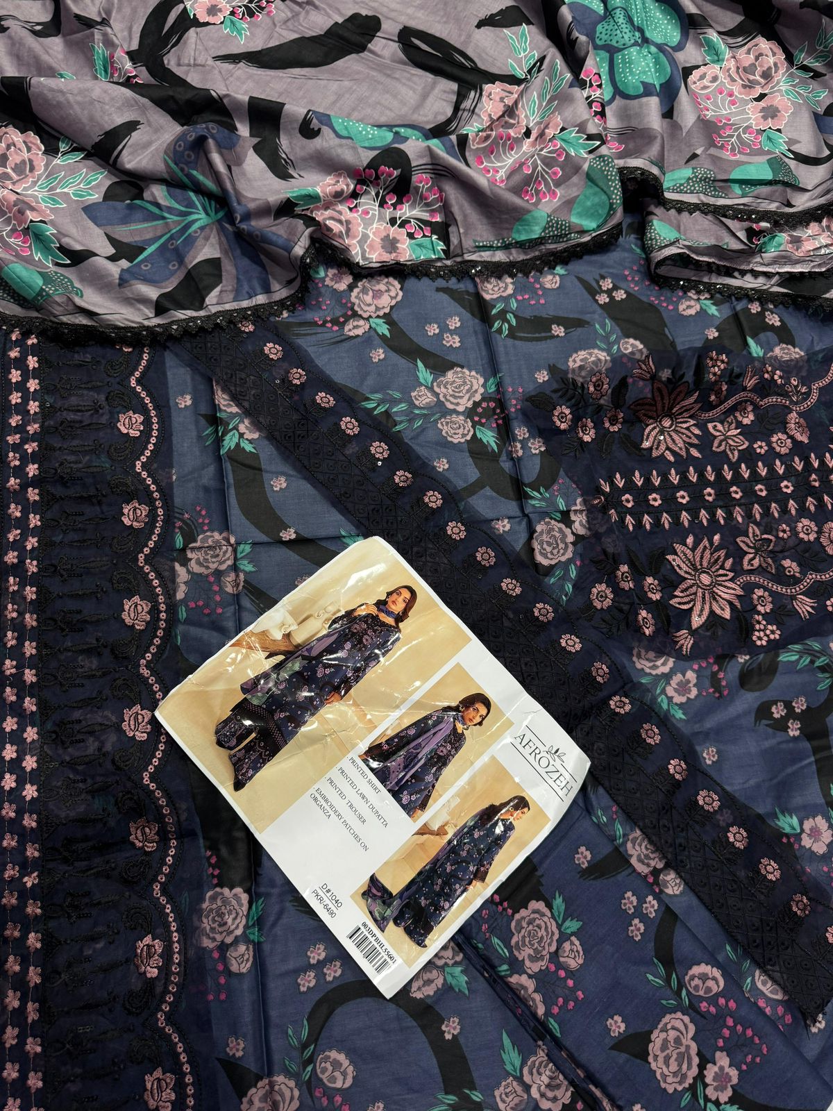 Lawn 3pc with Organza Patches & Cutwork Dupatta