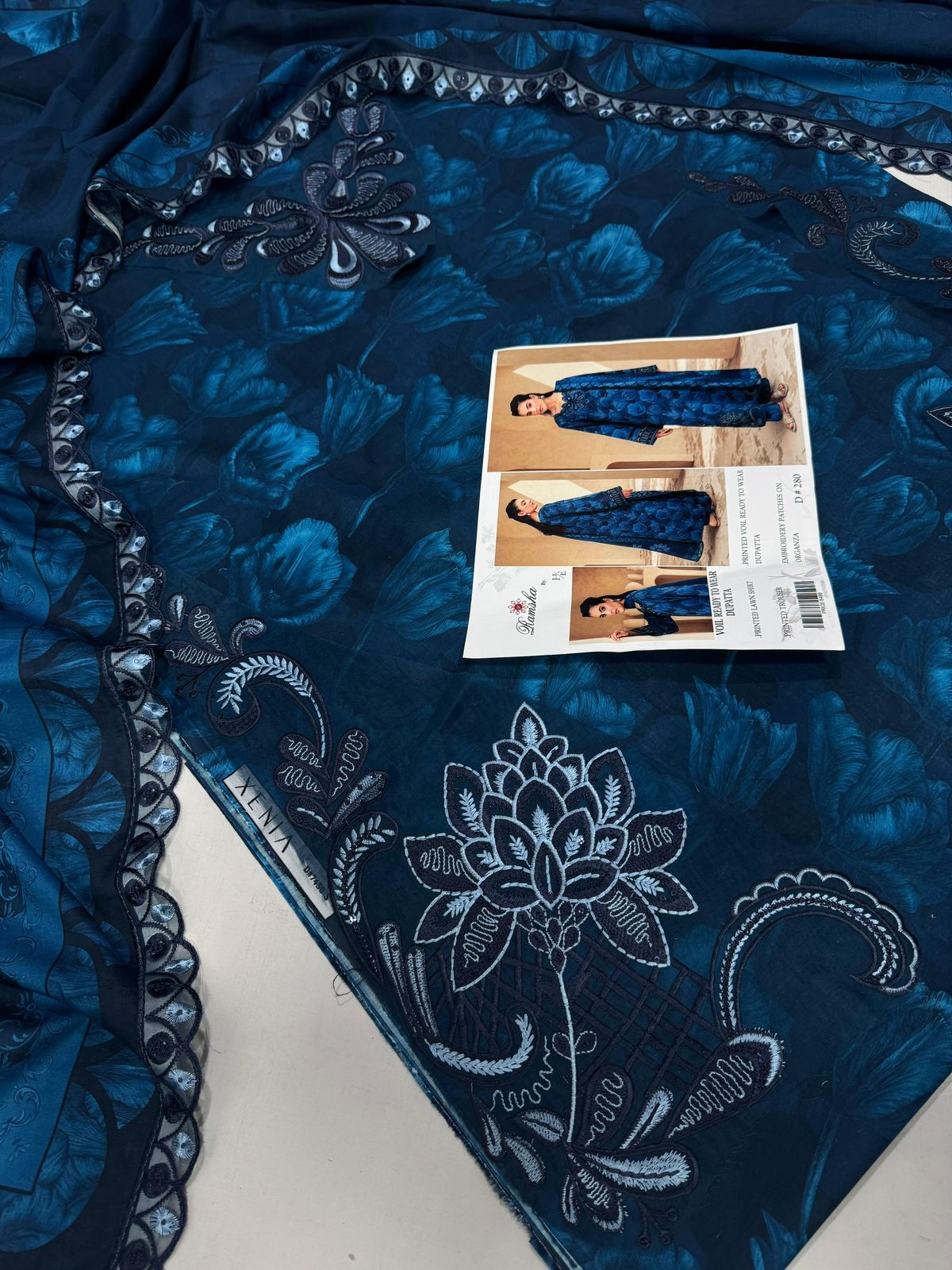 Lawn 3pc with Organza Patches & Cutwork Dupatta