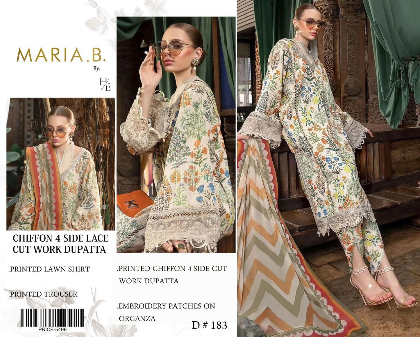Lawn 3pc with Organza Patches & Cutwork Dupatta
