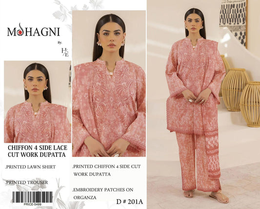 Lawn 3pc with Organza Patches & Cutwork Dupatta