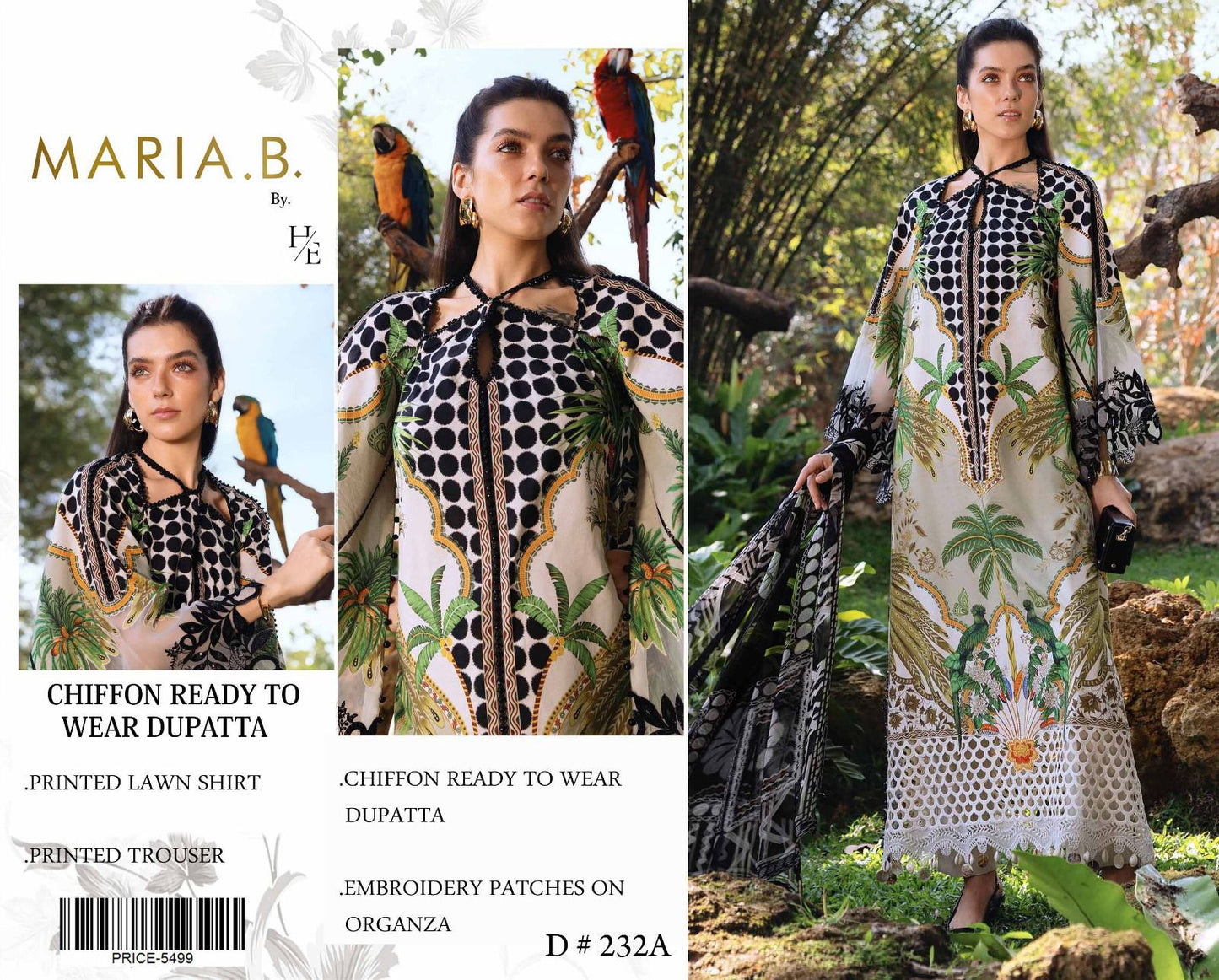 Lawn 3pc with Organza Patches & Cutwork Dupatta
