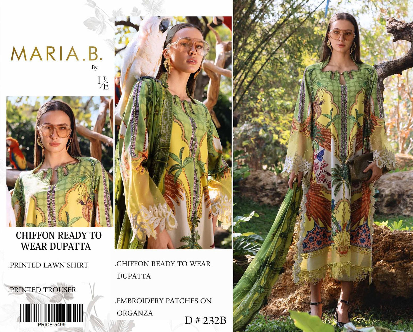 Lawn 3pc with Organza Patches & Cutwork Dupatta