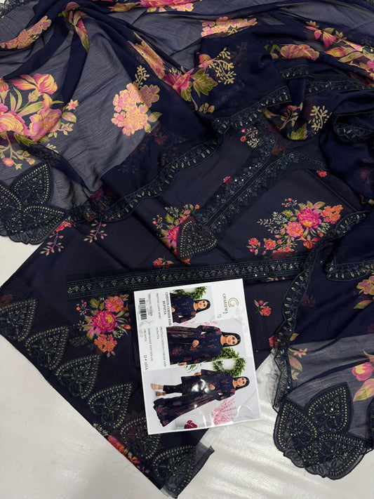 Lawn 3pc with Organza Patches & Cutwork Dupatta (Copy)