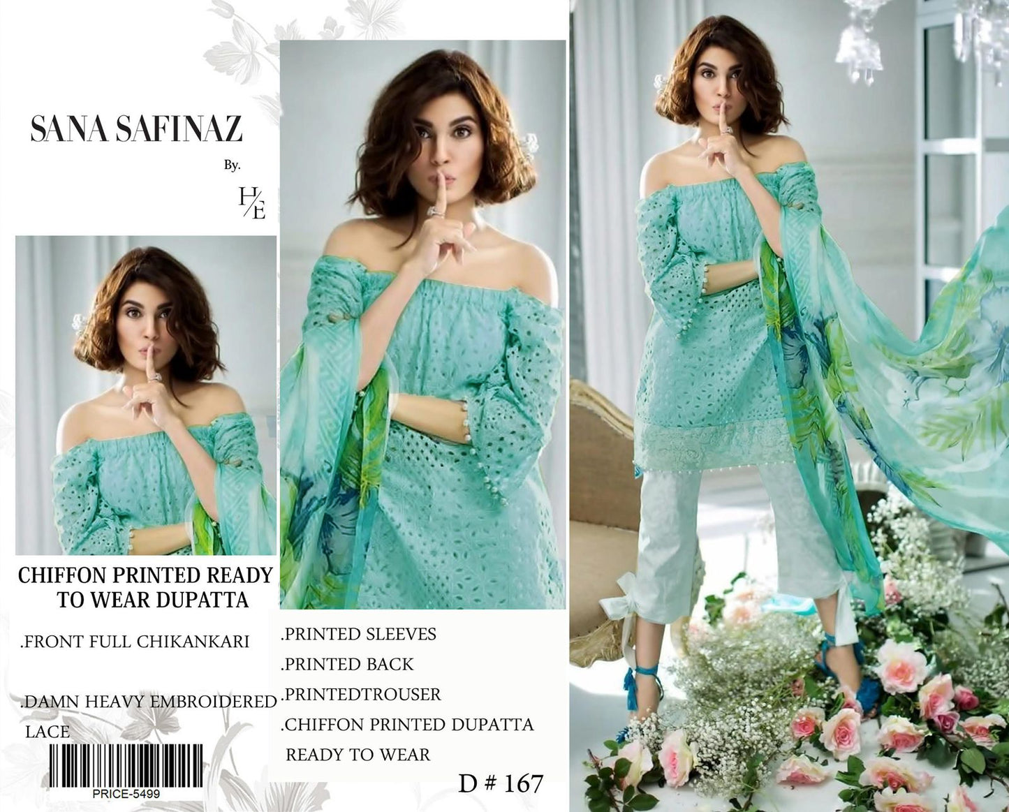 Lawn 3pc with Organza Patches & Cutwork Dupatta