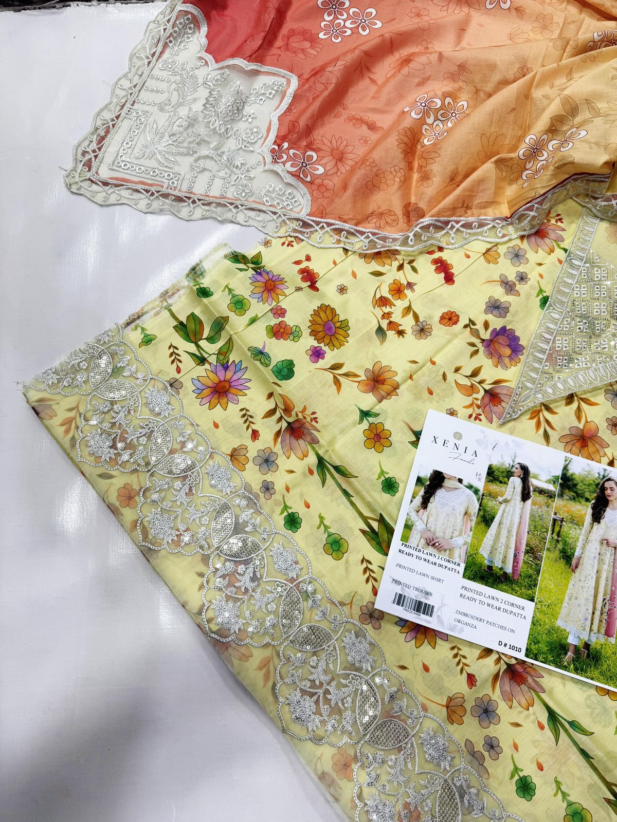 Lawn 3pc with Organza Patches & Cutwork Dupatta