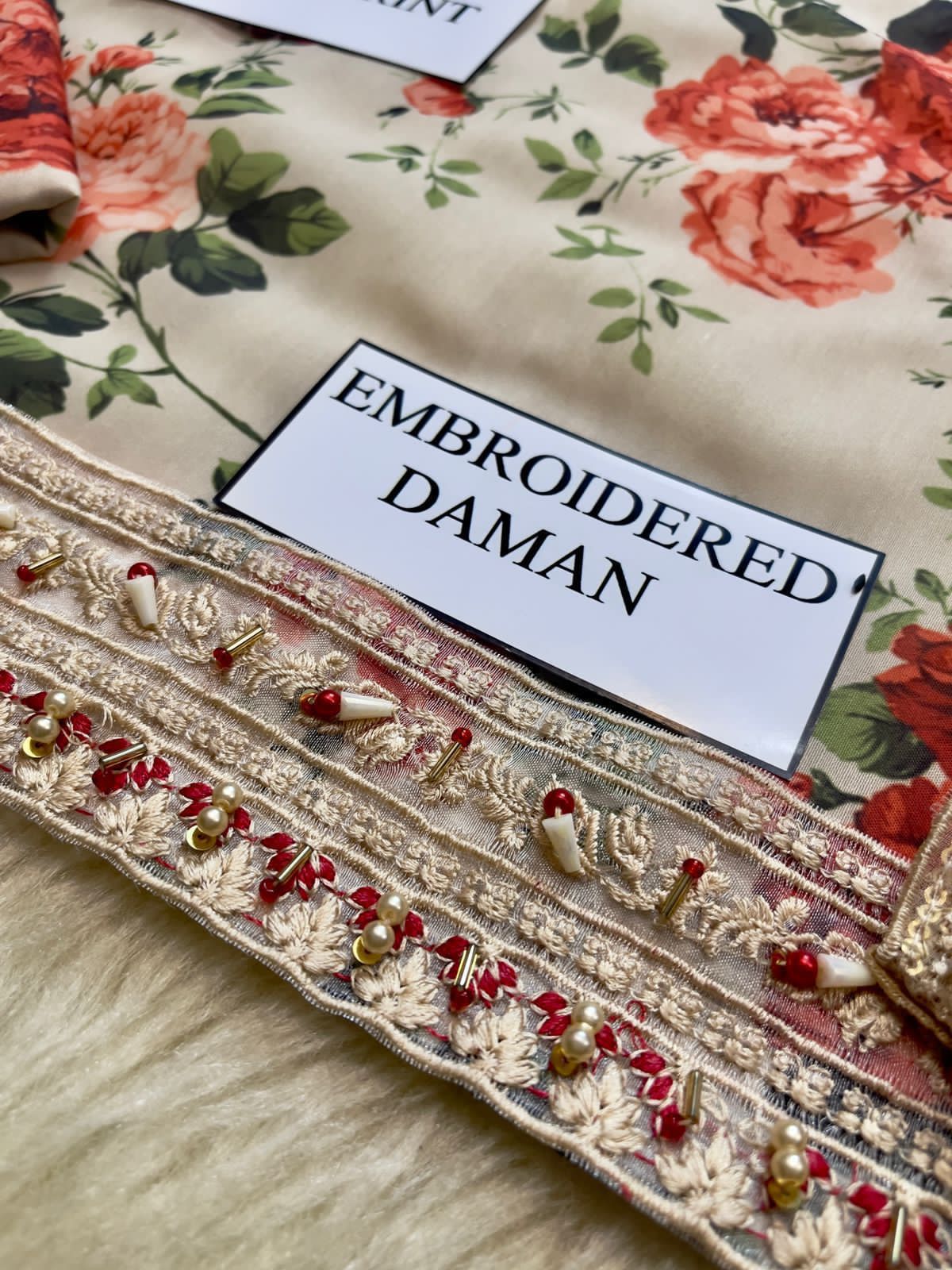 Lawn 3pc with Organza Patches & Cutwork Dupatta