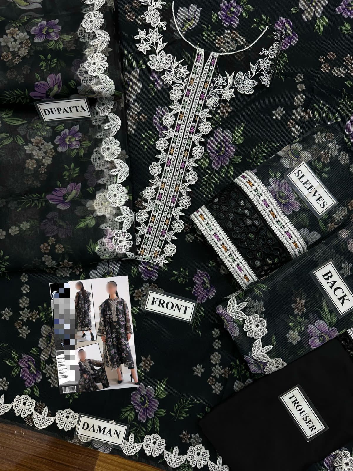 Lawn 3pc with Organza Patches & Cutwork Dupatta