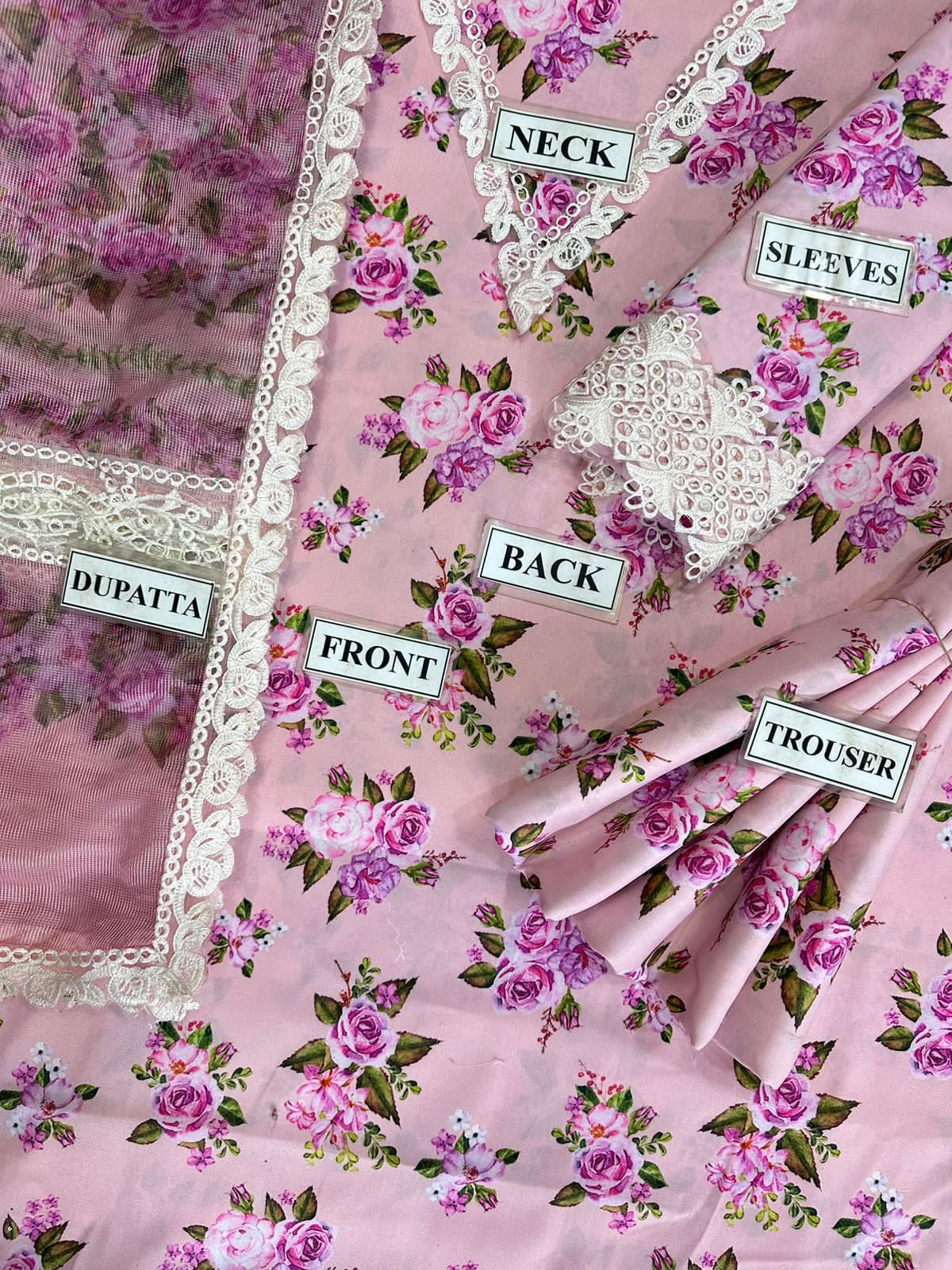 Lawn 3pc with Organza Patches & Cutwork Dupatta
