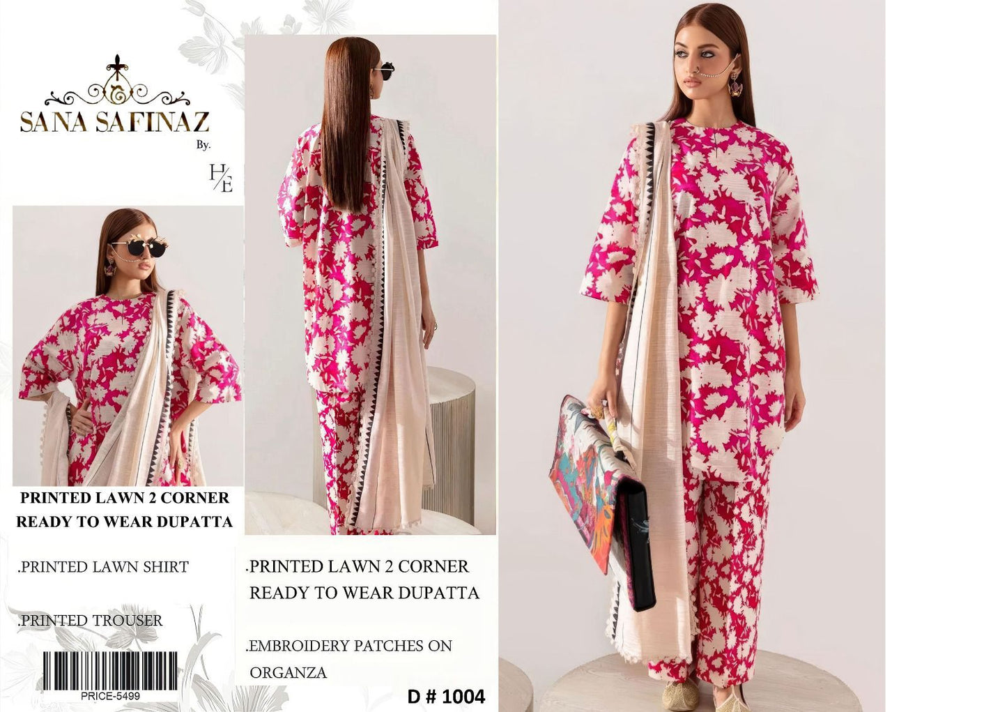 Lawn 3pc with Organza Patches & Cutwork Dupatta