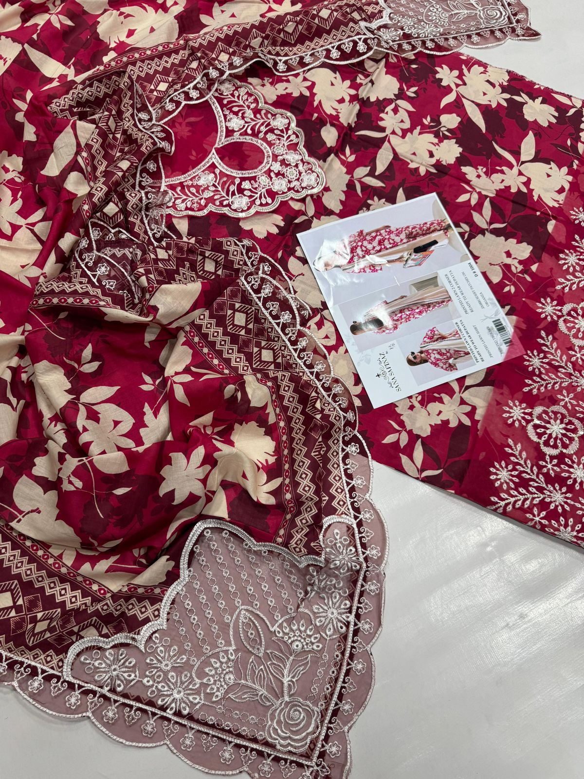 Lawn 3pc with Organza Patches & Cutwork Dupatta