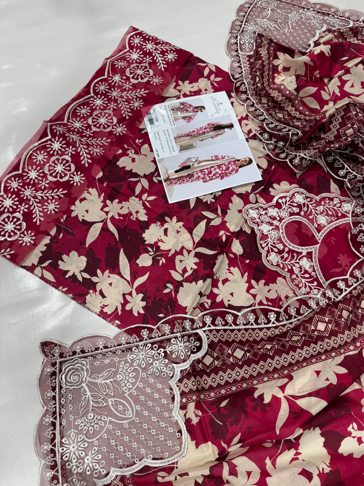 Lawn 3pc with Organza Patches & Cutwork Dupatta