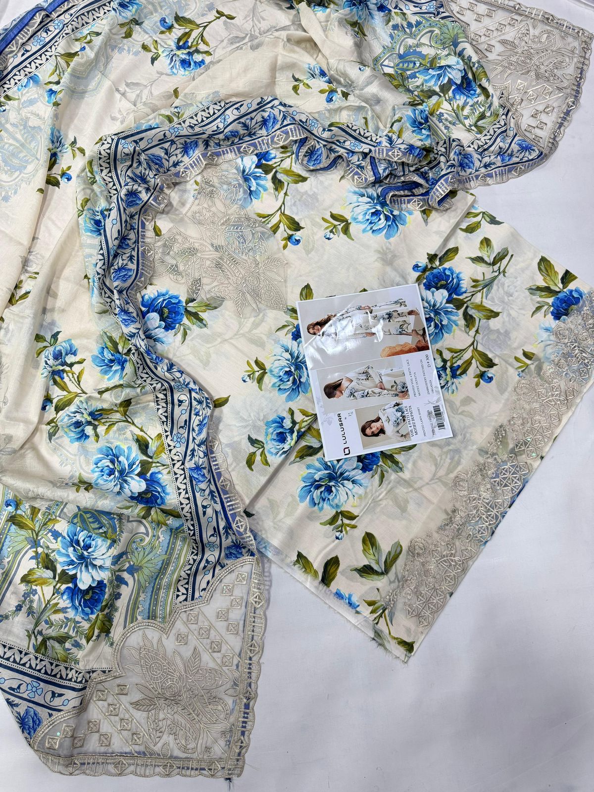 Lawn 3pc with Organza Patches & Cutwork Dupatta (Copy) (Copy)