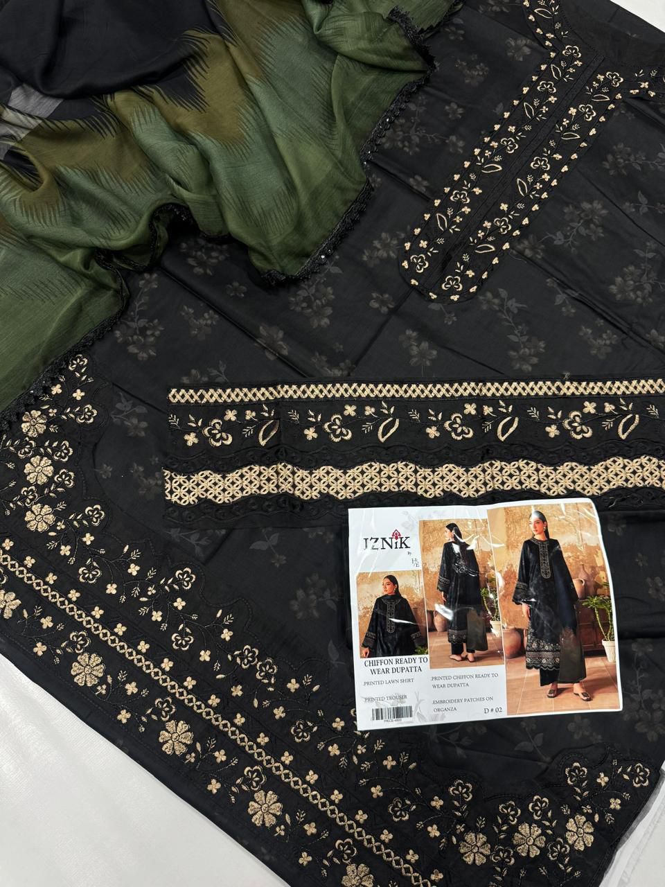 Lawn 3pc with Organza Patches & Cutwork Dupatta