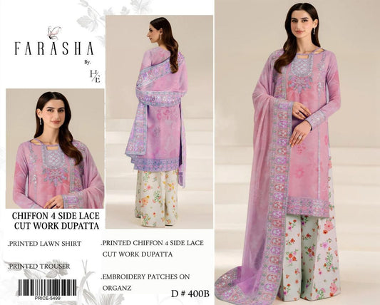 Lawn 3pc with Organza Patches & Cutwork Dupatta