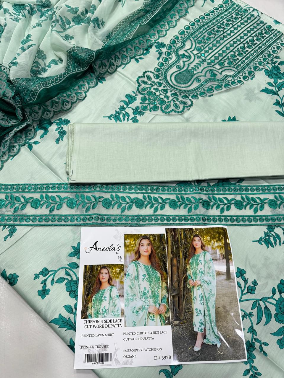 Lawn 3pc with Organza Patches & Cutwork Dupatta