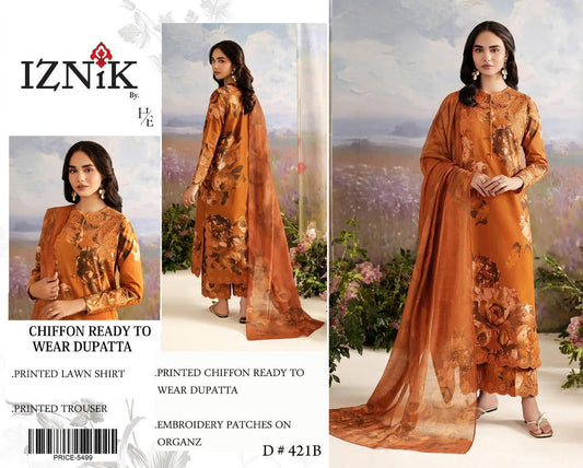 Lawn 3pc with Organza Patches & Cutwork Dupatta