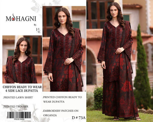 Lawn 3pc with Organza Patches & Cutwork Dupatta
