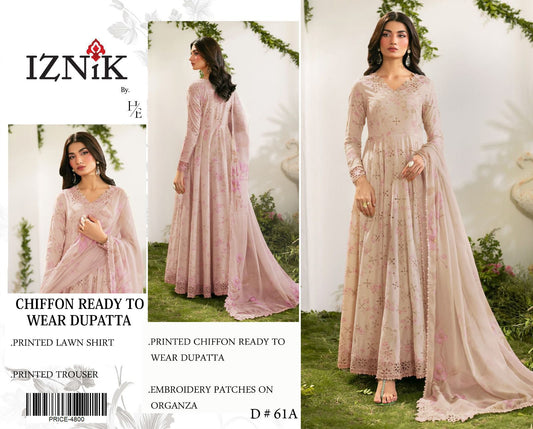 Lawn 3pc with Organza Patches & Cutwork Dupatta